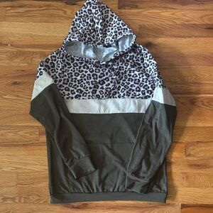 Leopard Print and Olive Green Hoodie